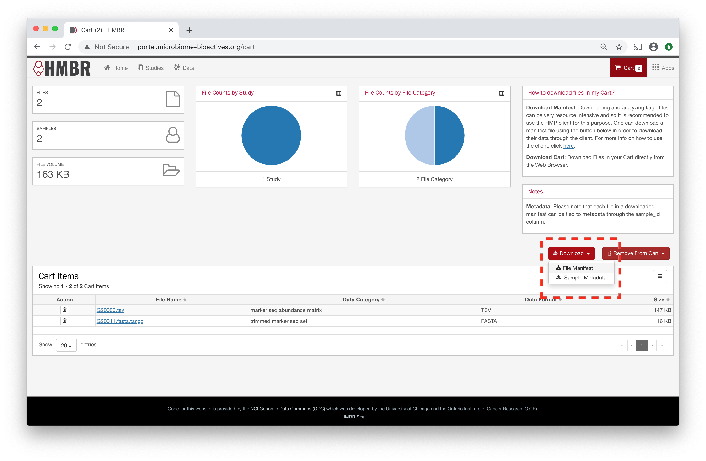 Download manifest files