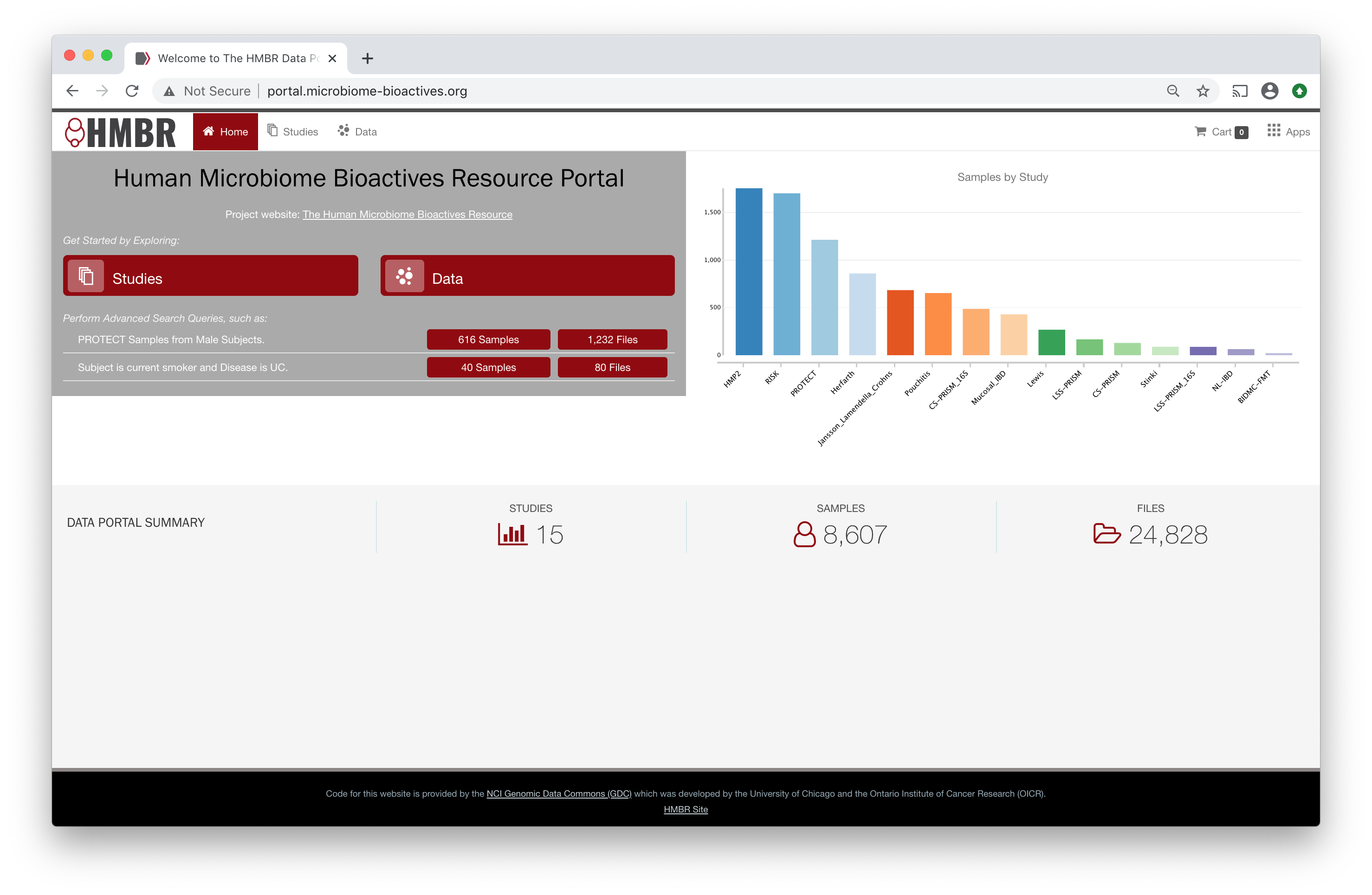 HMBR portal home page